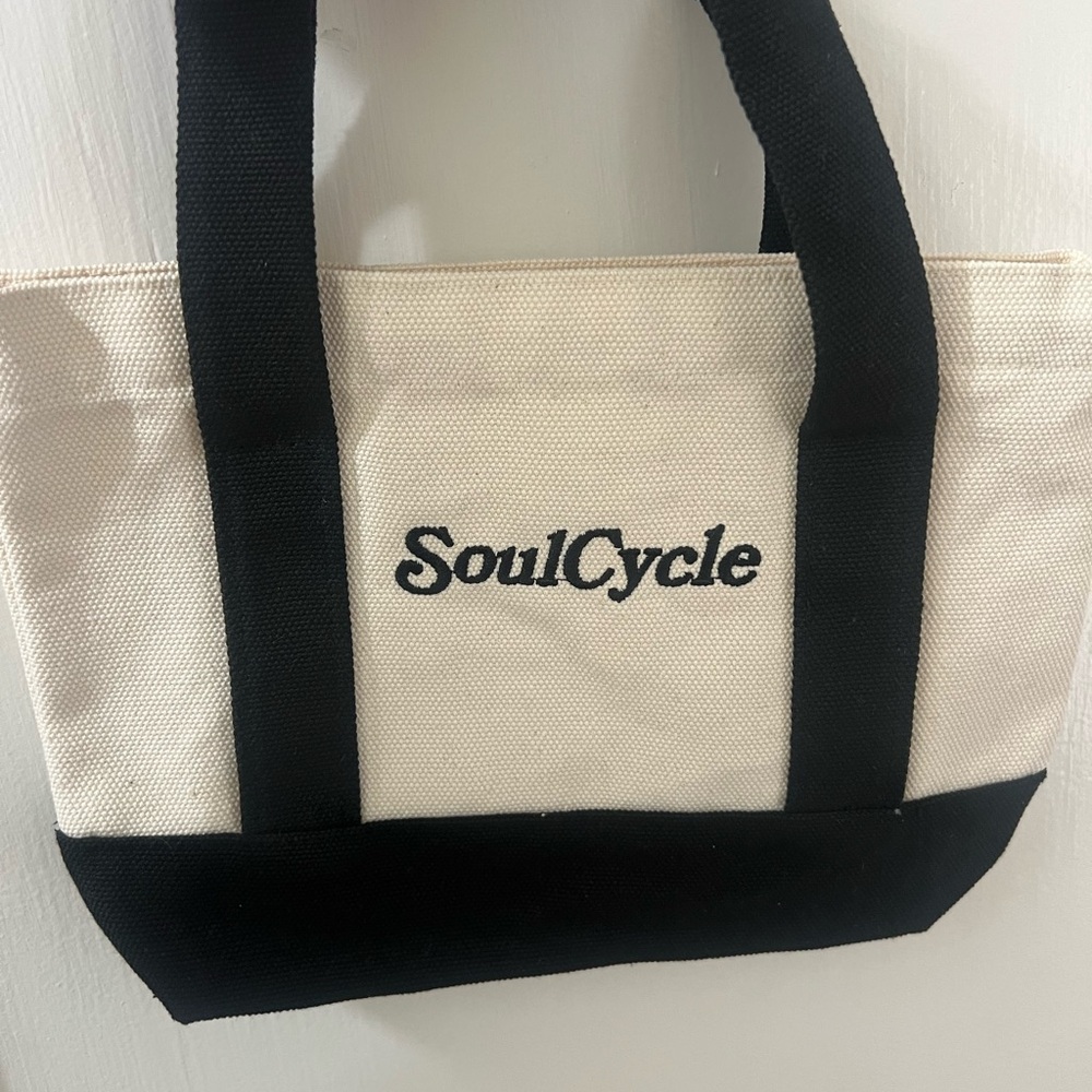 SoulCycle Turn it Up 2025 Mini Black and Cream Canvas Tote